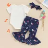 Set di abbigliamento bambina 4 ° di luglio vestito romper Bell Bottoms Set quarto pantaloni bagliori di pantaloni estivi