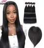 Ishow Human Hair Packles avec fermeture Extensions de cheveux vierges droites 34pcs avec coiffure Topper Lace Fermeure Straight5219333