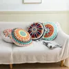 Yastık Fas tarzı yuvarlak atma yastık kılıfı nakış zanaat top püskül mandala pamuk zemin oturma odası dekor