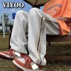 Men's Pants Japanese Y2K Patchwork Men Side Striped Casual Trousers Sweatpants Streetwear Korean Brown White Summer Wide Male