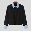 Suisses masculines 2024 hommes Blazer à rayures à rayures Patchwork Bouton à manches longues coréens Streetwear décontracté Mode Crop Crops masculin S-5xl Incerun