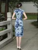 エスニック服高品質の本物のシルクQipao Cheongsamトップスカートイブニングパーティーウェアガウンオールド上海女性