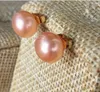 Dangle Ohrringe riesig ein Paar 9-10 mm Südsee Gold Rosa Perlenohrring 14k