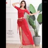 Bühne Wear Belly Dance Top Long Dress Set Sexy Gril Kostüm Übung Mode Kleidung orientalische Performance -Outfit Frauen