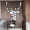 3D Mirror Wall Stickers Noordse stijl Acryl Deer Kop Sticker Sticker Verwijderbare muurschildering voor DIY Home Living Room Decors 240429