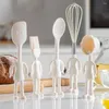 Outils de casse de cuisson 5pcs Cartoon Men Design Silicone Baking Ensemble Ustensiles Mignon Handle de poignée confortable résistante à la chaleur