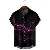 Chemises décontractées pour hommes Chip électronique 3D imprimé pour hommes vêtements Vintage Motherboard Blouses Ingénieur Personnalité de bouton à manches courtes Mâle