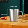 Tekoppar 1 st 300 ml vatten kopp hem matsal dricksmuggar rostfritt stål ölkaffe med handtag