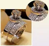 Luxury Crystal Diamond Femelle Big Zircon Stone Ring Set Fashion 925 Silver Bridal Wedding Annes For Women Promise Love Engagement 3641320