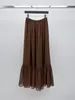 ワークドレス2024春/夏の女性のウェアシルクブレンド糸ケープトップと半分の長さのスカートセット0424