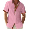 Men's Casual Shirts Men Cuff Placket Shirt Stylish Summer With Turn-down Collar Short Sleeves Color Matching Print For Comfort