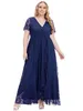Grundläggande casual klänningar stor storlek högkvalitativ och elegant kvällsfest spetsklädsel2405