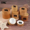 Bouteilles de rangement en bambou portable bouteille ronde crème crème nail art art rechargeable caisse de maquillage cosmétique vide 5-100g