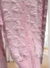 Magliette da donna primavera 2024 Donne rosa jacquard maglia cardigan mohair lana miscela temperamento maglione femmina femmina crollo singolo maglione singolo