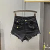 Frauen Jeans dehnen hohe Taille Denim Shorts Sommers Sommer enge sexy Quasten Hüfte A-Line Hosen Trendy Ins Short