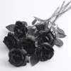Rose noire fleurs artificielles en soie décoration intérieure de mariage flores fleurs bouquet pour les décorations de mariage d'Halloween