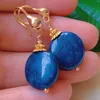 Kolczyki Dangle Fashion Ciemnoniebieski Obeltness Lapis Lazuli BEAD Gold Hoop Casual Minimalist Bridal Ear Cuff Stud Kobiety