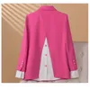 Abiti da donna Qoerlin S-4xl Elegante patchwork Blazer Blazer Blazer Blazer Office da donna a manica lunga