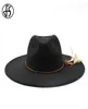 Chaps à bord large fs British style hiver 95cm chapeau solide big laine noire fedoras cap chape femme panama jazz sombreros de hombre7905492