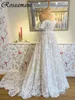 Immagine vera Appliques floreali Abiti da sposa in pizzo a-line fuori dagli abiti da sposa della spalla Robe de Mariee