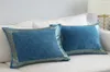 Kuddecorativ kudde mjuk sammet grå kudde täcker hem dekoration blå broderad kudde kudde soffa 45 9544119