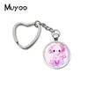 Keychains 2024 Axolotl Heart Keychain Söt djurglas Dome Cabochon smycken gåvor fans