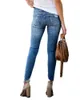 Jeans pour femmes hipster lavage d'eau cassée trous le corps mince montre un pantalon maigre femme