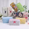 Cosmetic Bags Large Floral Puffy Quilted Makeup Bag Travel Accessory Cosmetics Flower Printed Bow Pouch Women Girls