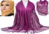 Lslam muzułmańska chmurka hidżab szalik Szalik Owija czystą kolor koronkę pustą frędzloną długą WJ0021119100