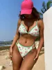 Swimwear's Swimwear Stampa floreale Bikinis 2024 Borded Waist Waist Out Donne che faceva costume da bagno senza schienale Biquini Mujer