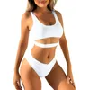 Swimwear Women 2024 Sexy Strape Tape de maillot de bain Femmes Bikini haute taille solide Ensemble de maillot de bain rembourré de la taille