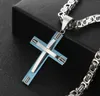 Anhänger Halsketten Blau Silber Kreuz Männer Halskette Edelstahl Schmuck Freunden Geschenke Vintage Fashion Herren Schmuck Colar4780006