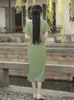 Abbigliamento etnico giovane stile ragazza estate migliorata verde cinese tradizionale cheongsam signore eleganti abiti da qipao lungo festa serale retrò retrò