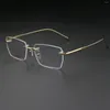 النظارات الشمسية إطارات Mjiedr نظارات التيتانيوم النقية إطار الرجال الرجال البصريين قصر النظر واضحة الوصفات الطبية