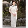 Abbigliamento etnico abiti in stile cinese eleganti maniche corte qipao venage collare mandarin women cheongsams festa di ragazza causale