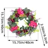 Fleurs décoratives couronne artificielle pivoine rose guirlande porte d'entrée suspendue avec feuilles vigne printemps été pour le bureau de la ferme mariage