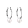 Boucles d'oreilles Hoop 2024 Authentiques 925 Sterling-Silver-Jewelry Original Treatt Water Cultured Pearl Pave for Women