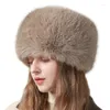 Berretti Cappello russo per donne morbide pelose ushanka femmina pescatore caldo secchio per attività all'aperto