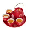 Tee -Sets Haushalt rot Keramik Tea Pot Set Boutique Teekanne und Tasse Set Customized Tea Sets Geschenke handgefertigtes Teebechzubehör Accessoires