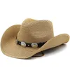 Sommer Männer Frauen Stroh hohl westlicher Cowboyhut Elegante Lady Punk Marke Sombrero Hombre Cowgirl Outdoor Jazz Beach Sonne 240429