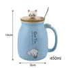 Creative color cat heatresistant Mug cartoon with lid 450ml cup kitten coffee ceramic mugs children office Drinkware gift 240426