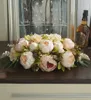 Custom Luxus DIY Hochzeit Dekor Tisch Blume Läufer Künstliche Blumenreihe Arrangement Tisch Mittelstücke Rose Peonies Grüne Blatt T7783622