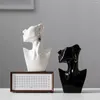Vasos Vasia criativa do corpo humano vaso elegante senhora com brinco de receptáculo de flor de cerâmica branca e preta