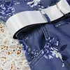 パーティードレスドレス女性2024年Yuzi.May Boho Denim Silk Sill Sillターンダウンカラー花柄の花柄AラインVestidos Femininos A82255