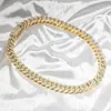 Popularny mrożony raper Hiphop Chian 14 mm 18K Gold Plated 925 Srebrny Moissanite Studded Cuban Link Men Sain