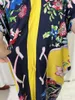 Dameszwemkleding 2024 Saoedi -Arabië's losse gedrukte zijde maxi -jurk zomerstrand Boheemse gewaad Afrika kaftan zwempak korte batwiwing mouw