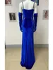 Party Dresses Women Blue Shiny Crystal Diamonds Velvet Camisole Split Maxi Long Dress 2024 Elegant Luxury Evening Celebrate Prom Bowns