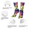 Chaussettes masculines hommes mâles femmes hip hop coucher de soleil palmiers motifs bassages de sport printemps d'été hiver