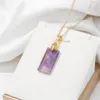 Anhänger Halsketten Großhandel Lapis Lazuli Square Slice Form Naturstein Amethysts Rosenquarz für Frauen Mädchen Geschenke