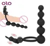 Секс -игрушка массажер Olo пенис вибрирующий кольцо анальное бусин -штрапон дилдо двойной проникновение в заглушку Gspot Vibrator Toys для мужчин Пара7788218